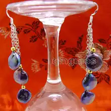 Большие 12-13 мм круглые черные монеты 3 шт. натуральный пресноводный жемчуг Earring-ear490 оптом/в розницу