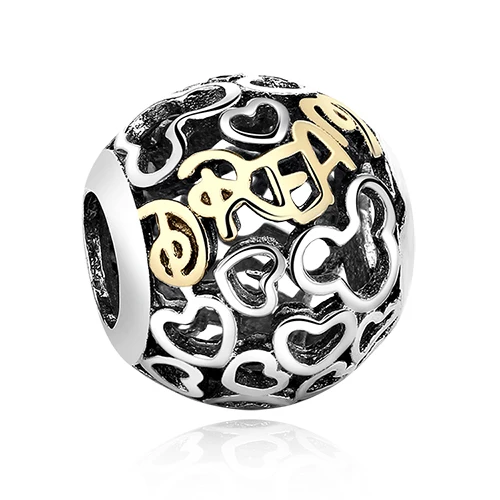 Новые подлинные серебряные бусины 925 пробы эмаль цветок золотой шарм в форме сердца подходят Pandora браслет ожерелье DIY ювелирные изделия - Цвет: PY1040