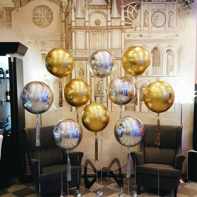 

New 10/17 Inch 4D Round Aluminum Foil Balloons Metal Balloon Wedding Decoration Birthday Party Helium Ballon Supplies