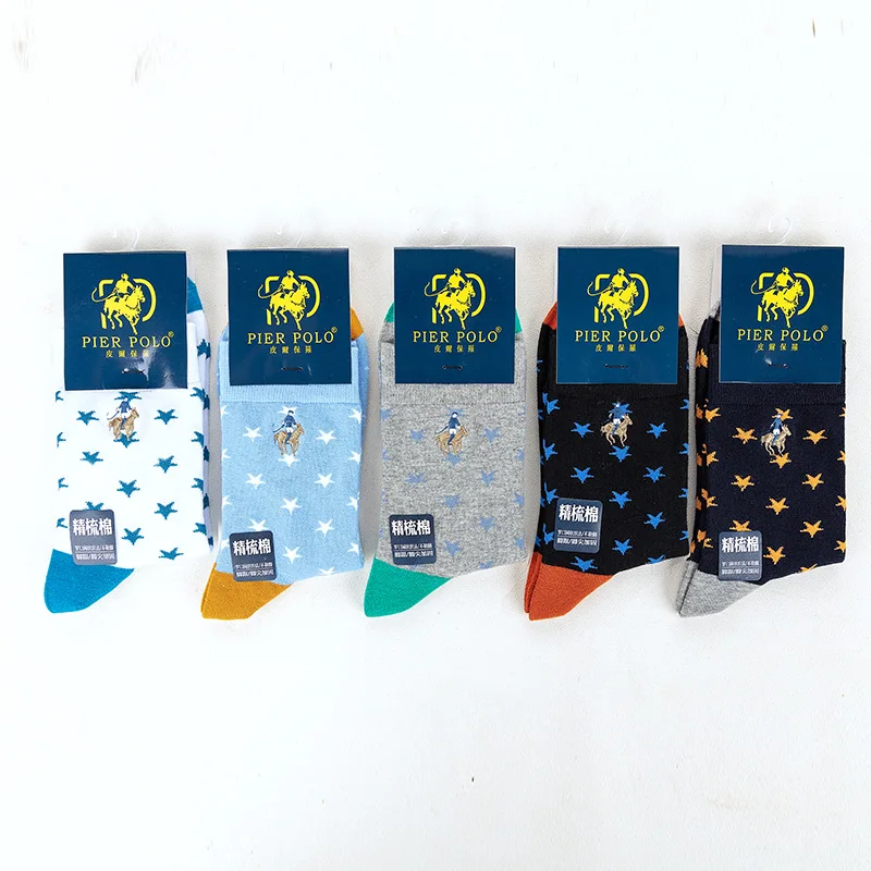 PIERPOLO Для мужчин носки Новые Дизайн высокое качество harajuku Бренд хлопковые носки Happy Socks вышивка Повседневное носки Для мужчин
