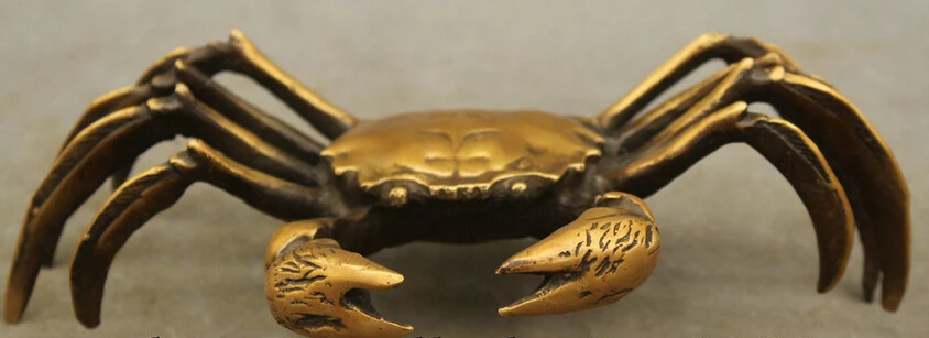 

S3384 8" Chinese Bronze FengShui Wealth Marine Sea Crab Granchio Statue Art Sculpture D0317
