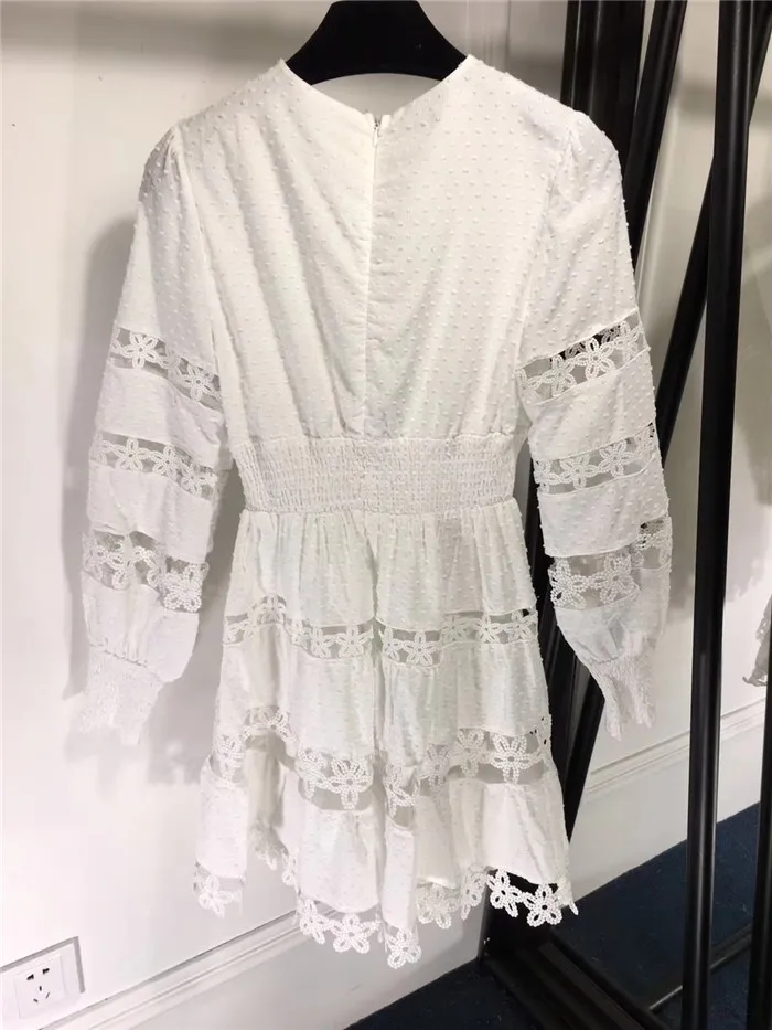 FOMOLAYIME женское платье Vestidos весенние сексуальные глубокий v-образный вырез белые платья халат Femme фонарь рукав