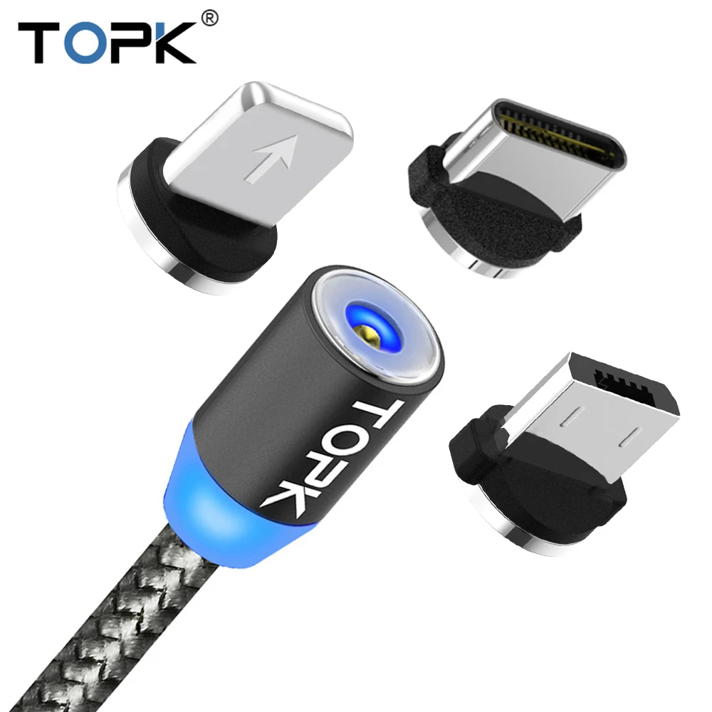 

TOPK AM17 1M Magnetic Charge Cable,Micro USB Type C Cable Magnet Charger For iPhone XR XS Max Samsung Huawei XiaoMi Redmi note 7