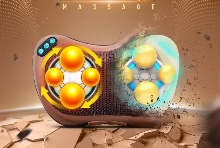 Electric Infrared Heating Kneading Neck Shoulder Back Body Spa Massage Pillow Car Chair Shiatsu Massager Masaj Device