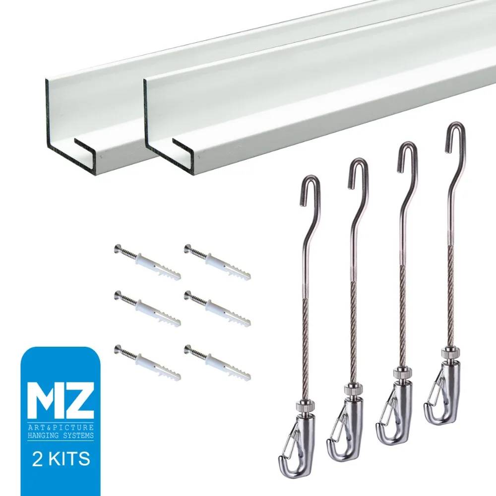 Us 42 99 Free Shipping Picture Hanging System Picture Rail Hooks Stainless Steel Cable Hook J End 120cm Cable 2kits Ceiling Rail In Picture Hangers