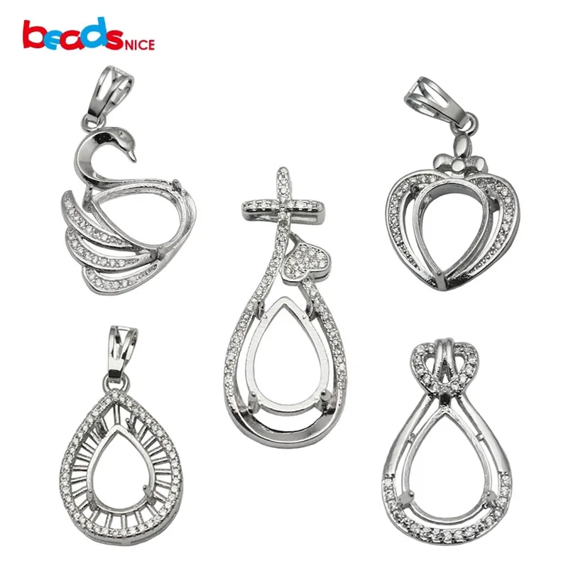 

Beadsnice sterling silver tear drop pendant setting handmade necklace pendant blank tray gift for best friends ID 34051