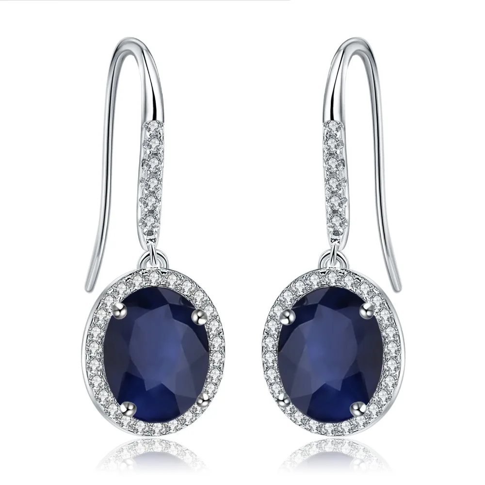 

GEM'S BALLET 925 Sterling Silver Vintage Earrings Fine Jewelry 4.04Ct Natural Blue Sapphire Gemstone Dangle Earrings for Women