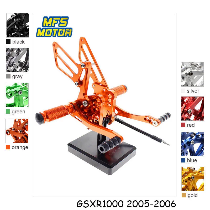 

For Suzuki GSXR1000 K5 K6 Motorcycle Foot Pegs CNC Adjustable Rearset 2005 2006 Foot Rests GSXR 1000 Footrests Footpegs Pedal