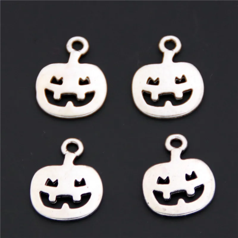 

100pcs Silver Pumpkin Jack Lantern Halloween Charms Pendant DIY For Bracelet Necklace A2406