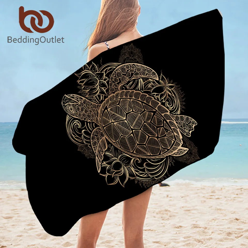 BeddingOutlet Turtle Bath Towel Microfiber Gold Animal Tortoise Beach