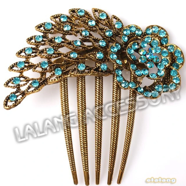 3pcs Lot Old Fashion Women S Elegant Hair Clip Pea Tail Pattern 3pcs Lot Old Fashion Women S Elegant Hair Clip Pea Tail Pattern Blue Rhinestone Tuck Comb