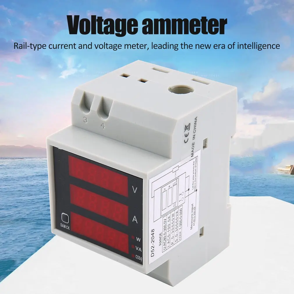 

Digital Meter Din-Rail Dual Led LED Voltmeter Ammeter Voltage Current Meter AC80-300V 100A Dual Display Voltage Power Bank