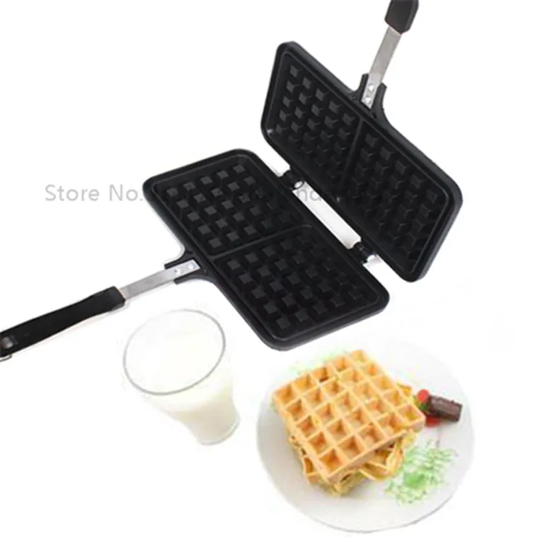 Double Moulds Waffle Iron Classical Square Waffle Mold Non-stick Aluminum Waffle Pan Baking Bakeware Waffle Baking Tool