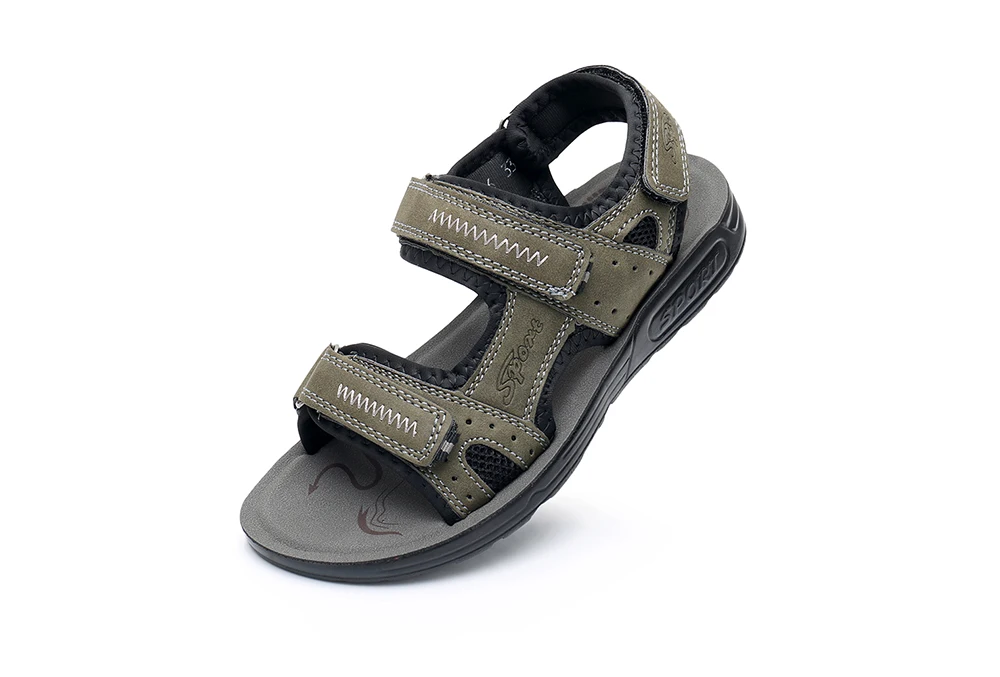 Apakowa Boys Open Toe Sports Sandals Children Hook and Loop Beach Sandals for Walking Running Water Shoes Navy Brown Grey 31-41 children's sandals near me