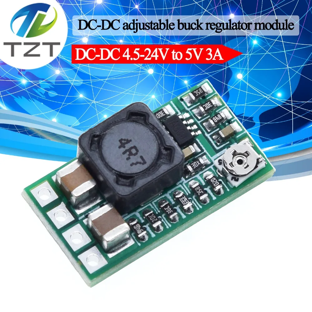 Mini DC 12 24V To 5V 3A понижающий модуль питания преобразователь напряжения регулируемый