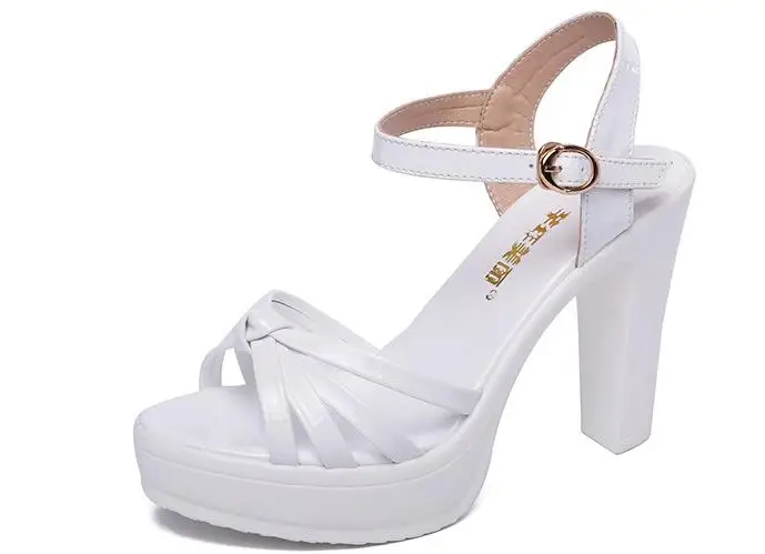 

2019 new sandals female summer word buckle with high heels thick with waterproof platform women's shoes