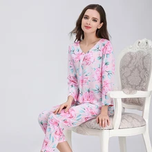 Брендовые дизайнерские Новинка весны длинные рукава женские хлопковые Пижамные комплекты модные женские туфли комплект нижнего белья V-вырез горловины размеры S M L XL пижамный комплект