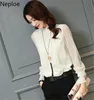 Chiffon Blouse 2022 New Women Tops Long Sleeve Stand Neck Work Wear Shirts Elegant Lady Blouses Casual Solid Color Blusas 32746 ► Photo 2/6