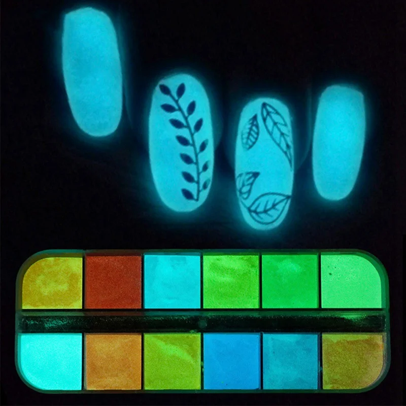 

1 Set Fluorescence Nail Glitter Powder Light Luminous Ultrafine Glowing Pigment Neon Phosphor In The Dark