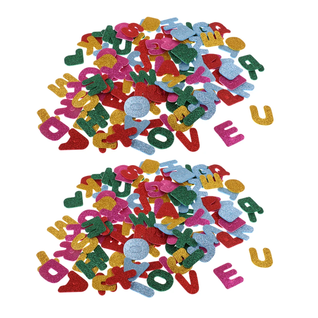 120 pcs 3D self adhesive GOLD lower CASE glitter foam stickers a-z