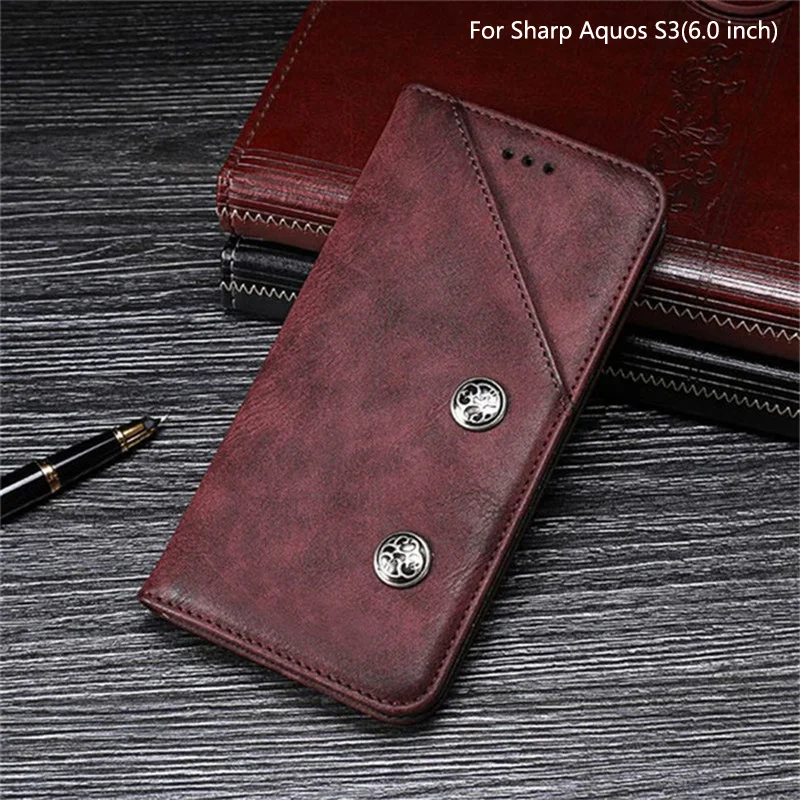 

Vintage Leather Case For Sharp Aquos S3 Standard Edition Case Magnetic Flip PU Retro Cover For Sharp Aquos S3 High Version Cover