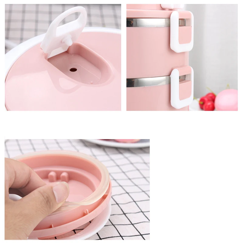 2-4 Layer 304 Stainless Steel Bento Lunch Box Leakproof Thermal Insulation Food Storage Container Large Picnic Office Lunchbox