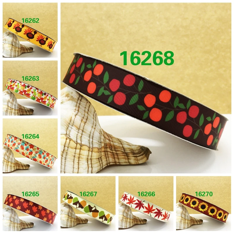 

Free shipping 2017 new arrival 50yards cartoon thanksgiving day printed grosgrain ribbons 16268