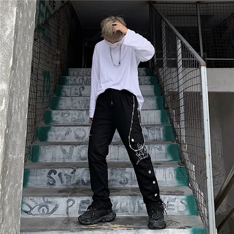 Брюки женские 2019ins Harajuku стиль bf уличный Ретро Вышивка Свободные повседневные