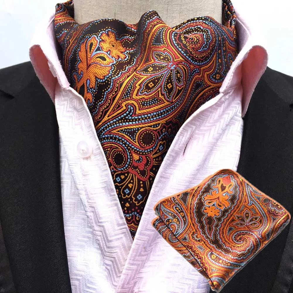 Для мужчин Пейсли Шелковый шейный платок Аскот галстук платок Карманный квадратный набор Лот BWTHZ0238 - Цвет: LJA-10