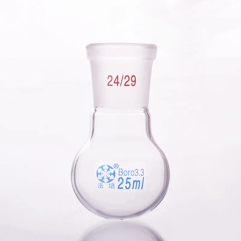 

Single standard mouth round-bottomed flask,Capacity 25ml and joint 24/29,Single neck round flask