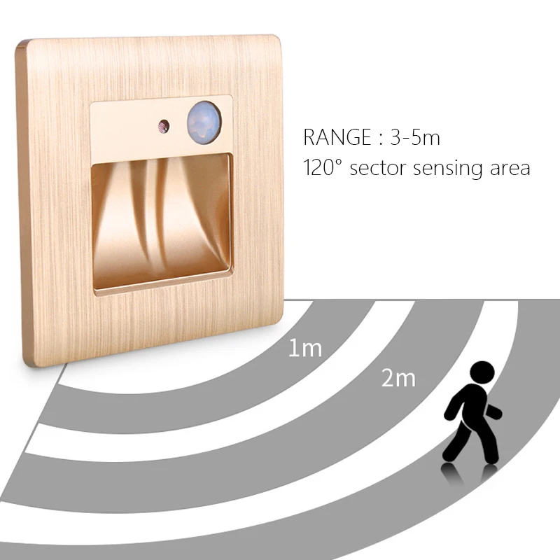 Датчик движения утопленный светодиодный светильник лестницы 85-265 в светодиодный Настенный бра освещение в помещении шаг лестница Настенные светильники теплый/холодный белый
