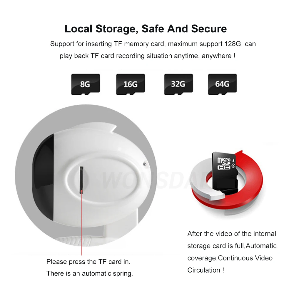 Wonsdar WI-FI IP Камера 720 P Беспроводная hd-камера видео дома видеонаблюдения сети 1MP инфракрасный ИК-радионяня P2P iCsee