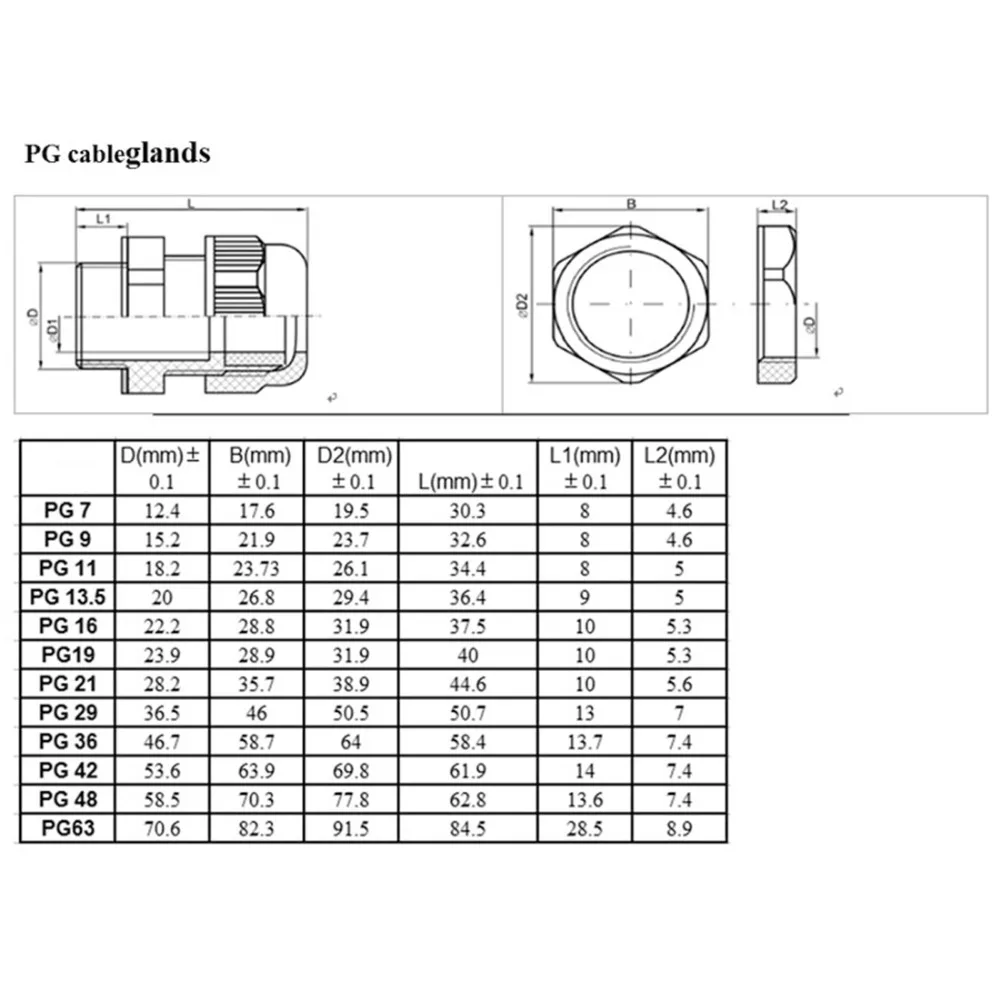 10 шт. IP68 водонепроницаемый нейлон кабельный ввод PG7/PG9/PG11 высокого качества PA материал