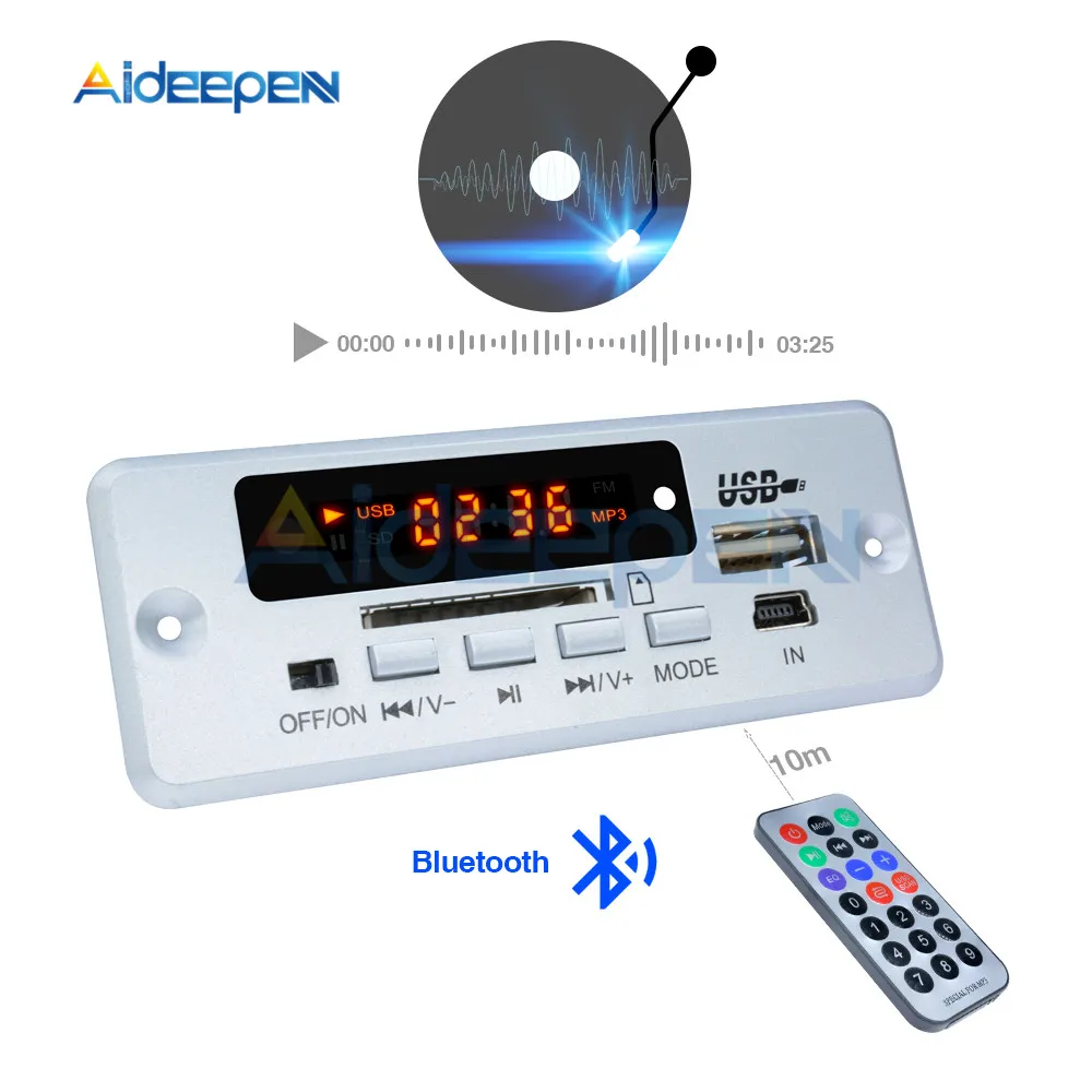 

Mini 5V MP3 Decoder Board Bluetooth Call Decoding Module MP3 WAV U-Disk & TF Card USB With 2*3W Amplifier Remote Controller