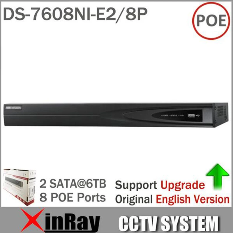 HIk NVR DS-7608NI-E2/8P 8CH POE NVR for HD IP Camera 5 Megapixels Recording 8 POE 2 SATA Security Netword Video Recorder