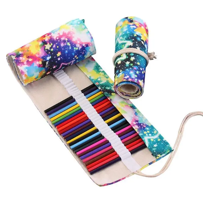 

48 Colored Pencils Wrap Travel Roll Up Case Organizer Watercolor Pencil Roll Up Canvas Great Organizer for Kids Adult Coloring