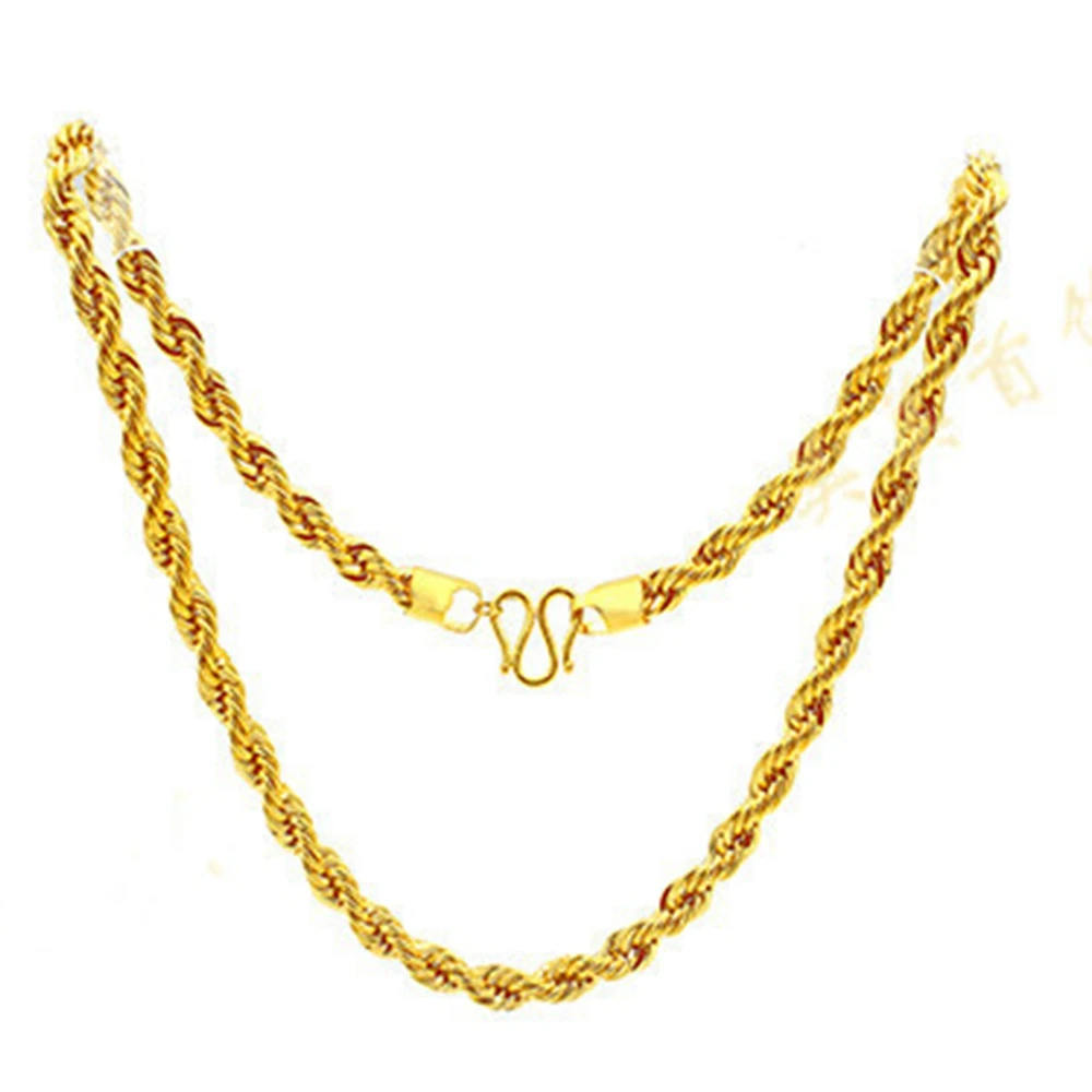 Витая Цепочка Желтое золото Заполненные женские мужские ожерелья|men necklace|gold
