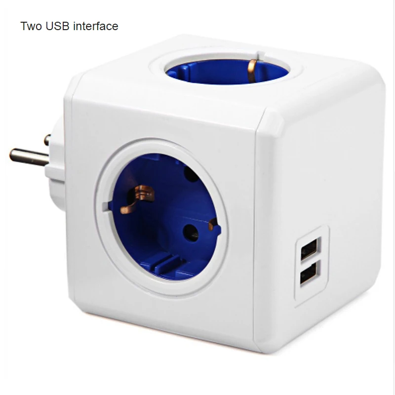 Pаспродажа Интеллектное устройство передачи энергии Cube разъем ЕС Plug 4 розетки 2 адаптер usb портов мощность расширение полосы адаптер мульти перешли раз...