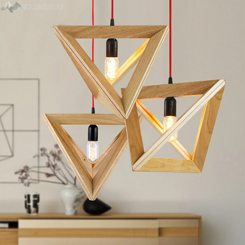 

Simple Geometry solid wood Hang lamps pendant lights led lights for home nordic pendant light fixtures loft style hanging