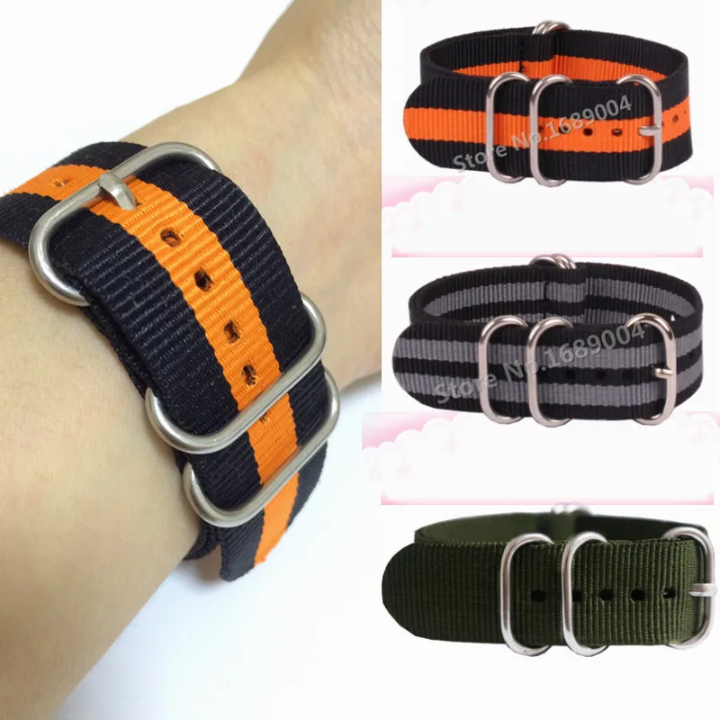 

Wholesale Heavy duty nylon straps 18mm 20mm 22mm 24mm Nylon Watch band NATO strap zulu strap watch strap silver ring buckle