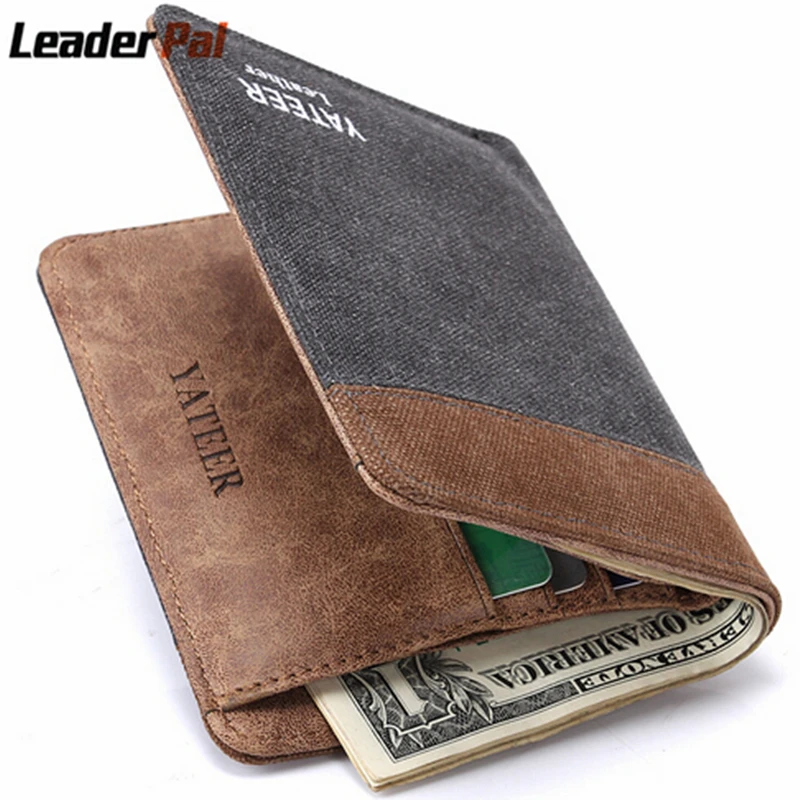 Men Wallets mini carteira masculina Vintage Denim Canvas Short Slim