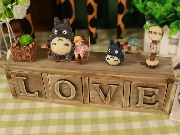 

TOTORO Miyazaki Hayao Action Figure Studio Ghibli Anime My Neighbor TOTORO Resin Set Figures Kids Toys LOVE Model Figurine Doll