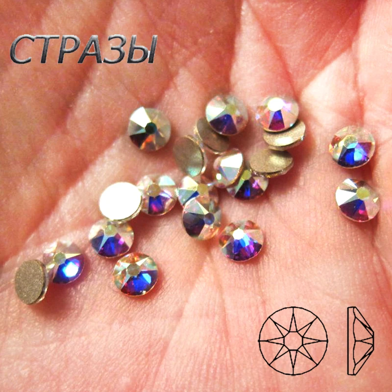 

8 big + 8 small 5A Cut Facets Nail Rhinestone Crystal Clear AB Flatback Non Hotfix Rhinestones Garment Decoration Crystal Stones