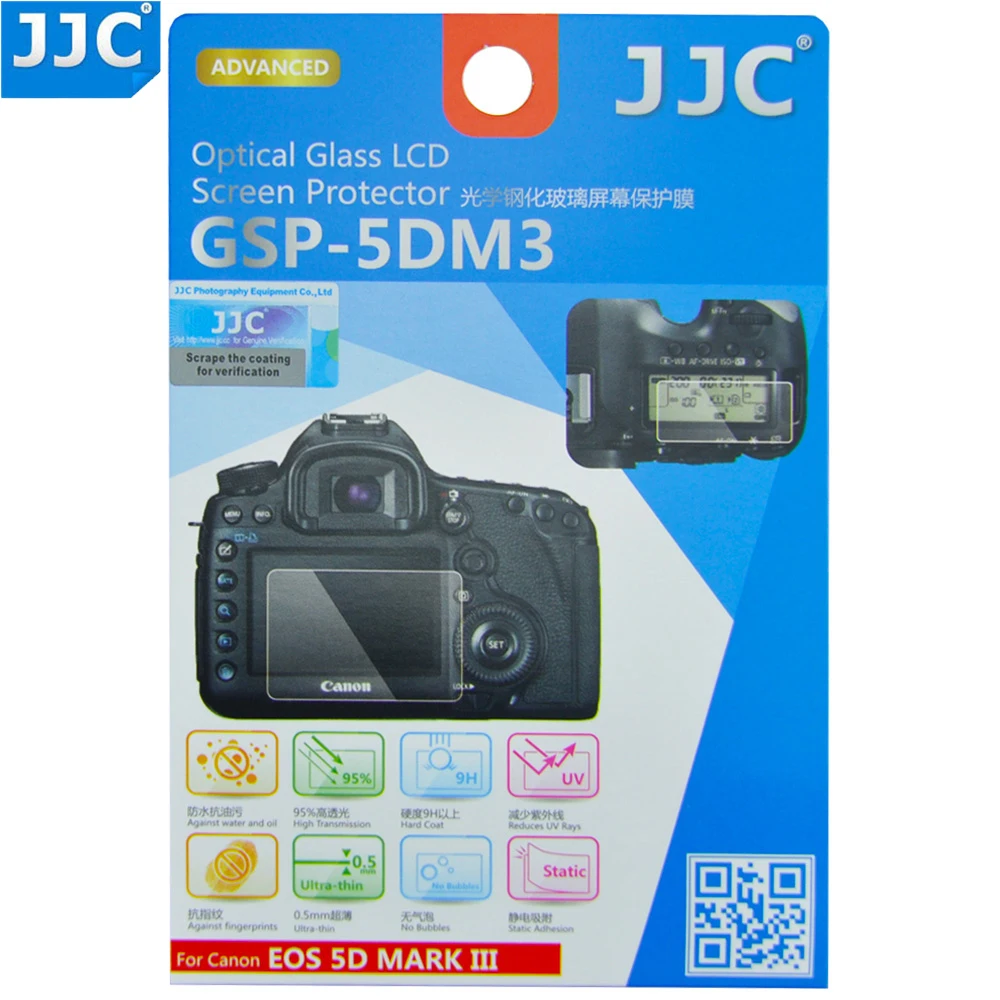 

JJC 0.01" Ultra-thin Optical Glass Camera Screen Protector 95% Transmittance Rate LCD Guard Film for Canon EOS 5D 5DS 5DSR