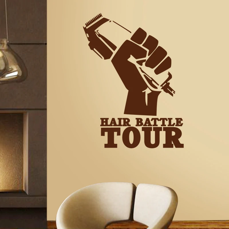 Shave Salon Sticker Hair Clippers Gentleman Decal Hair Barber Shop Posters Vinyl Wall Art Decals Hair Cut Parede Salon Sticker