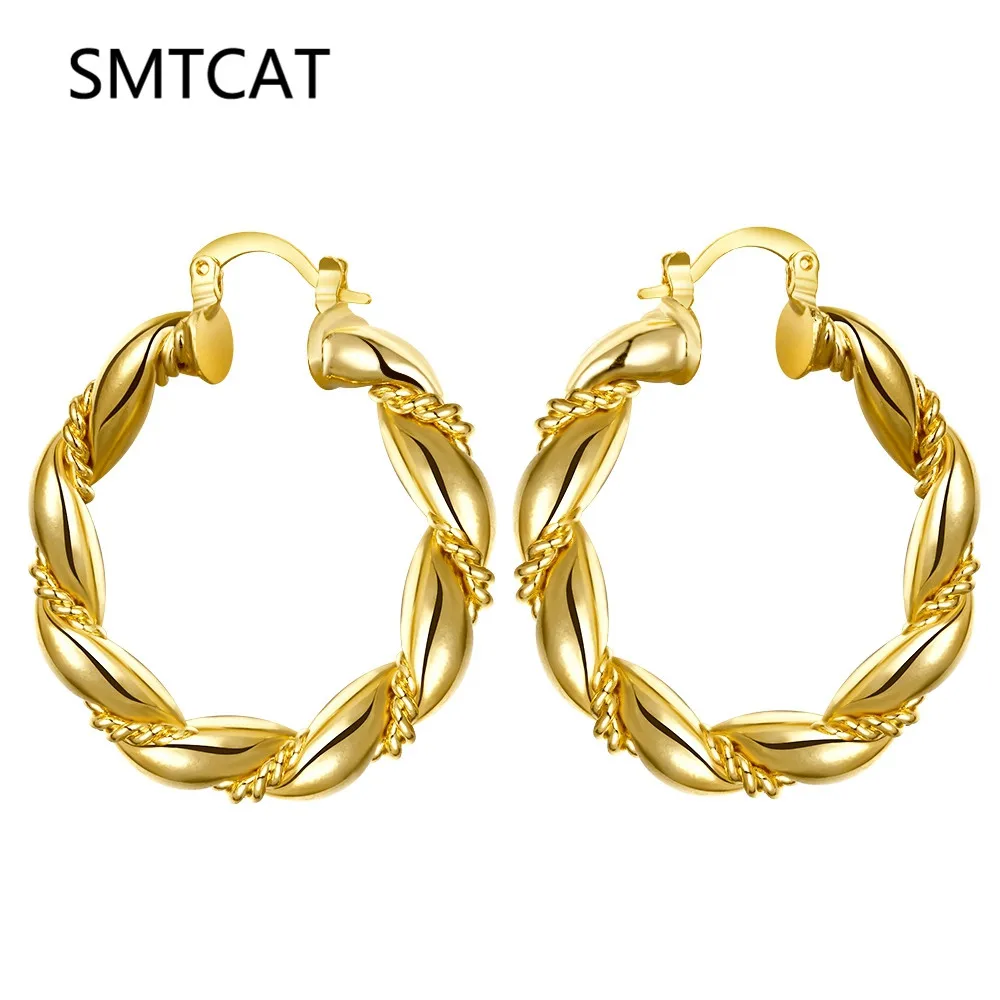 Большие витые серьги кольца SMTCAT для женщин золотые свадебные креольские большие