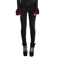 Gothic Lace Stitching Women Leggings Steampunk Flocking Flower Velvet Long Trousers Spring Casual Strentch Pants