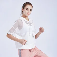 Женские майки, топы для тренировок, спортивная одежда для женщин, футболка для спортзала, сетчатый топ для йоги, спортивные Блузы для тренировок, рубашка для фитнеса, дышащая