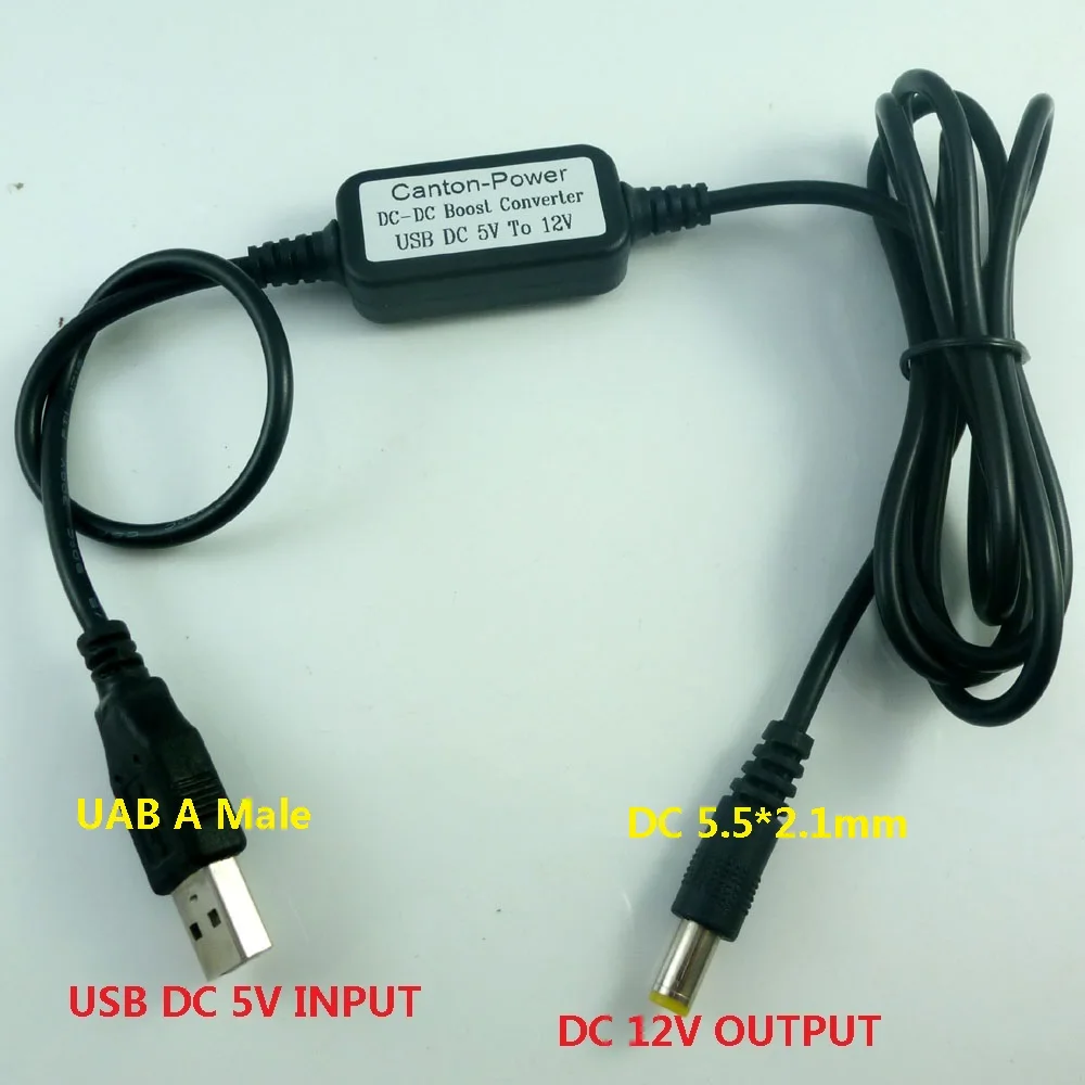 CE036 DC 5 В до 12 В USB к DC 5,5*2,1 мм кабель Boost Conerter Повышающий Модуль питания напряжения для мобильный wi-fi-роутер питания