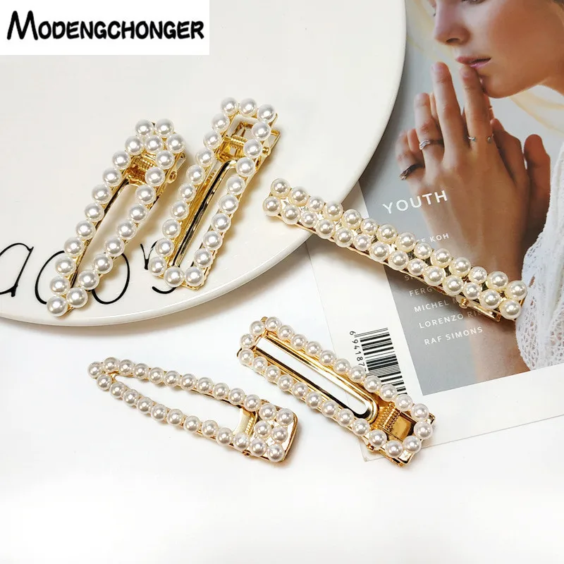 

New Luxury Metal Gold Pearl Flower Hair Clip For Women Girl Hairpin Barrettes Fashion Hairgrip Wedding Hair Accessories